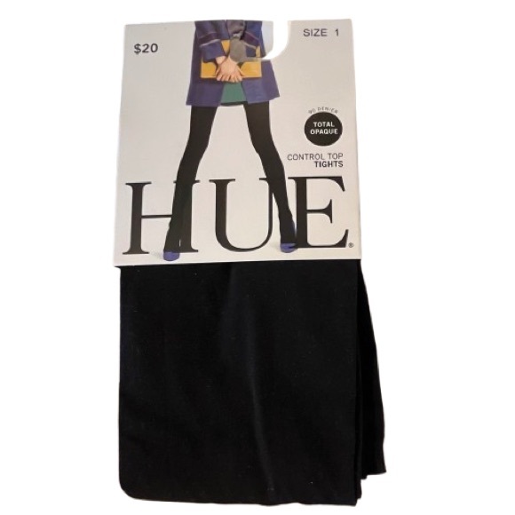 NWT- HUE- Set of 2 Total Opaque Control Top Tights. Black and Gray. Size:1 - Picture 4 of 9